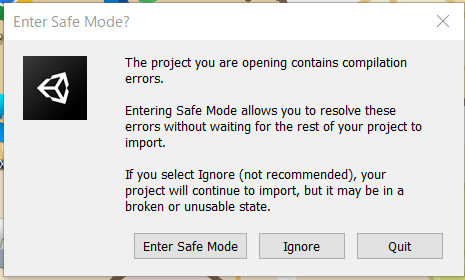 UnityでEnter Safe Mode?というエラーメッセージ